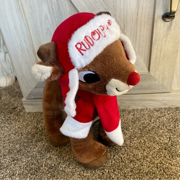 Rudolph The Red Nosed Reindeer Plush Christmas Hat /Scarf Stuffed Animal Dan Dee - Picture 6 of 12